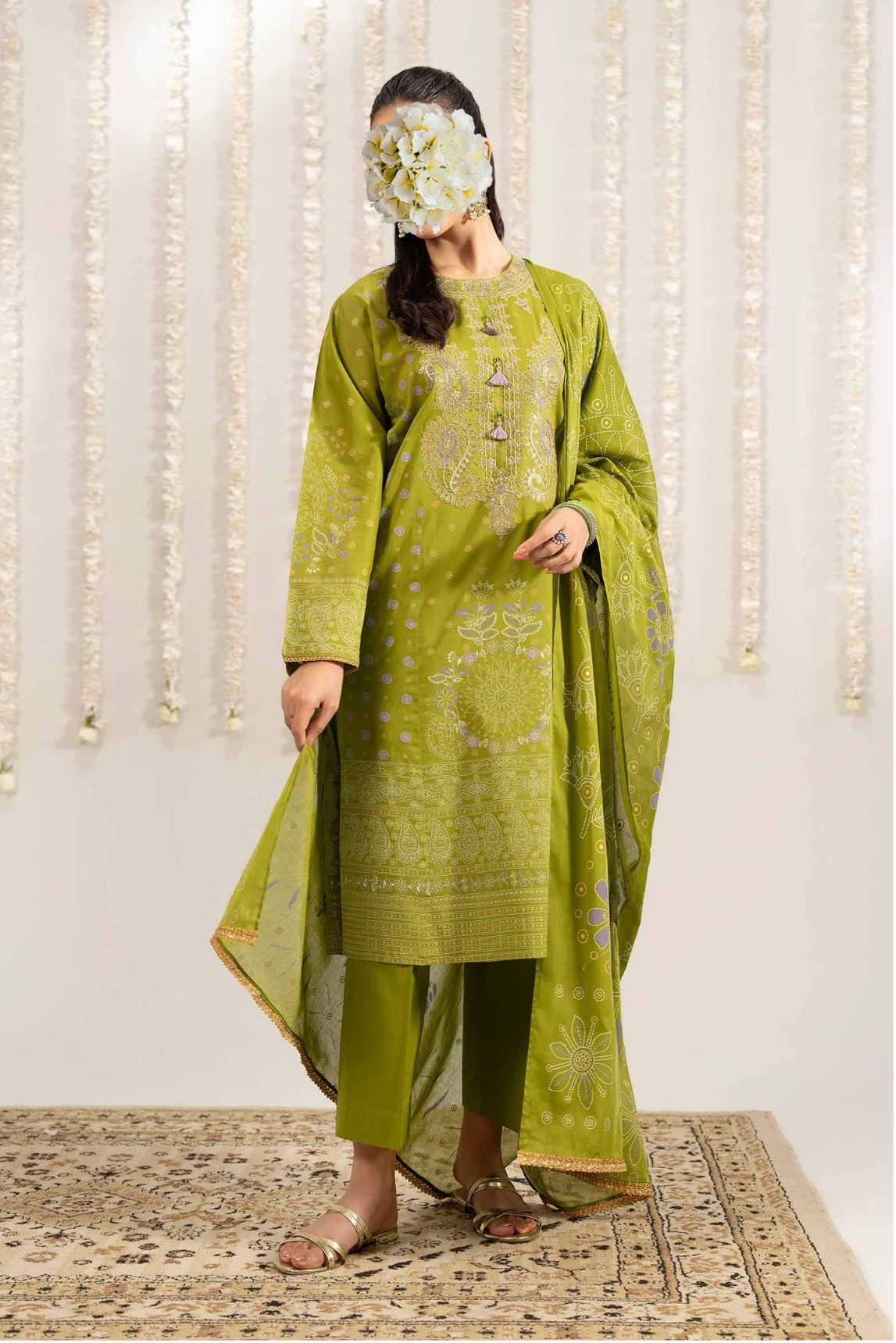 3 Piece - Printed Embroidered Suit - PE25-494 view 2
