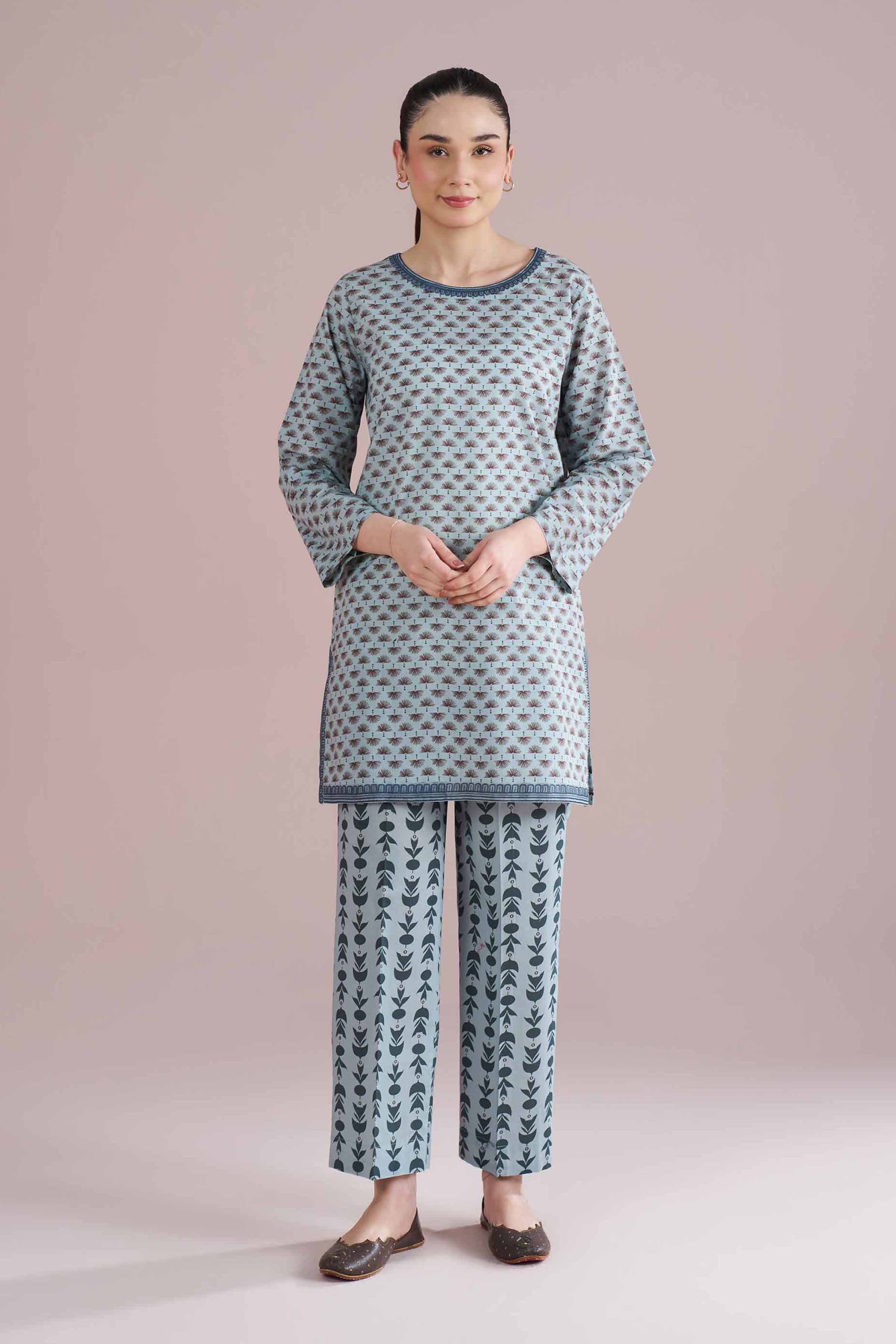 2 Piece - Printed Embroidered Suit - PE26-202