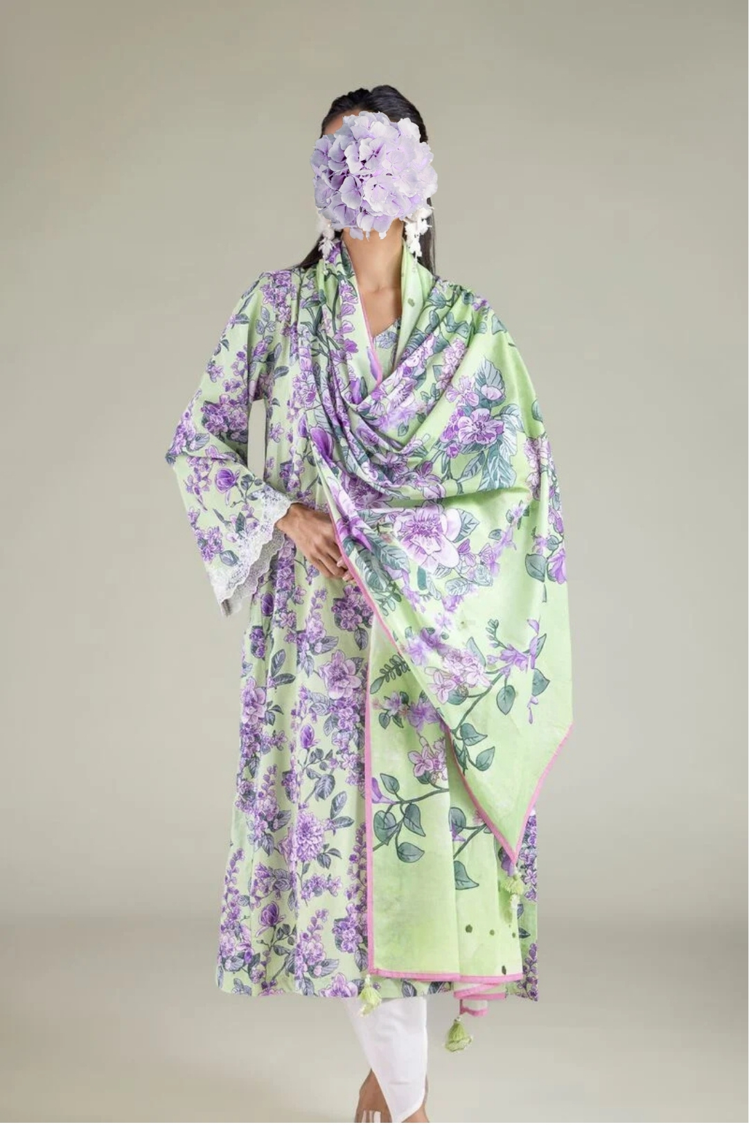Floral Tassel Dupatta