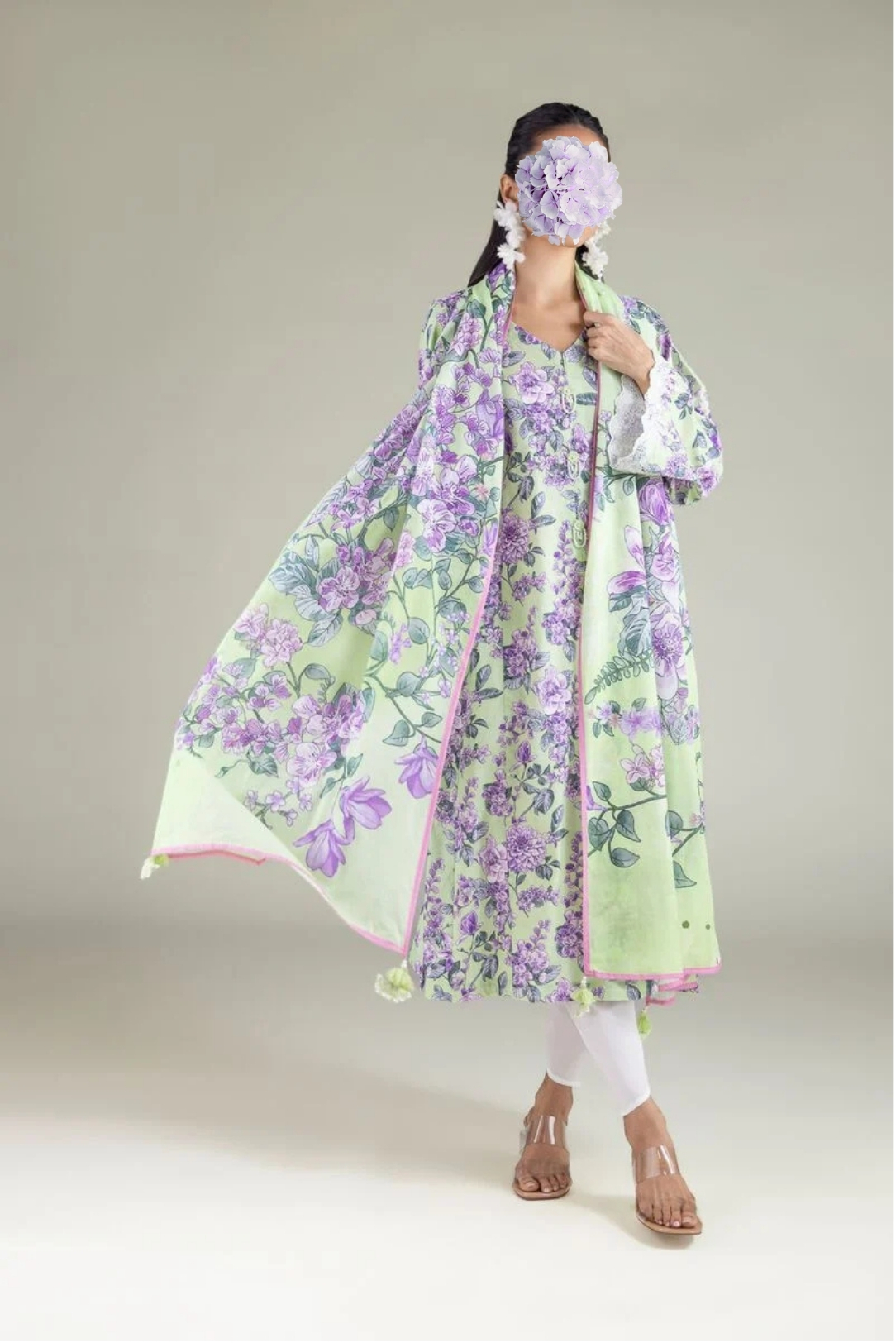 Floral Tassel Dupatta view 2