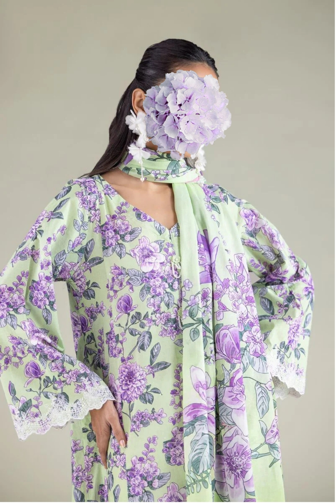 Floral Tassel Dupatta view 3