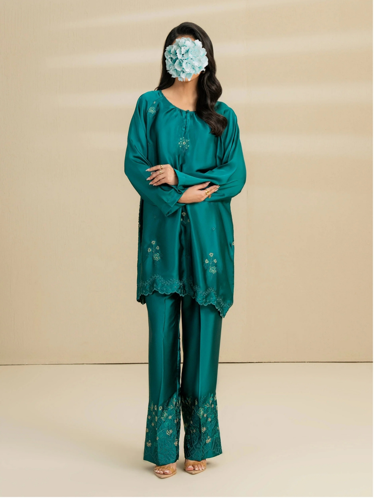 2 Piece Silk Suit-Embroidered (Pret)