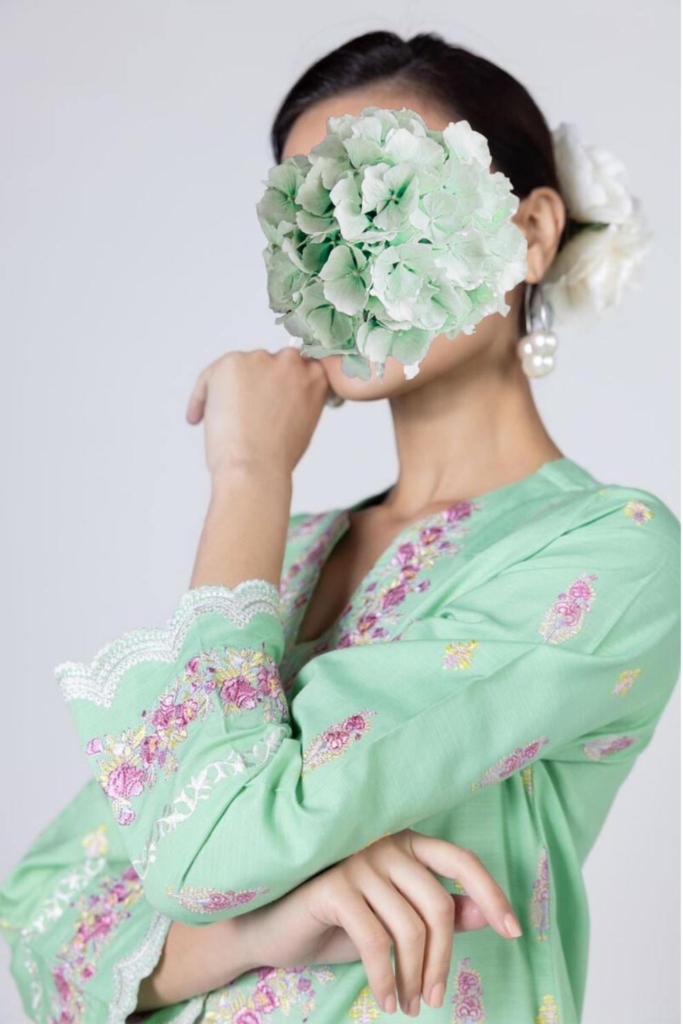 Embroidered | Dull Raw Silk | Kurta view 2