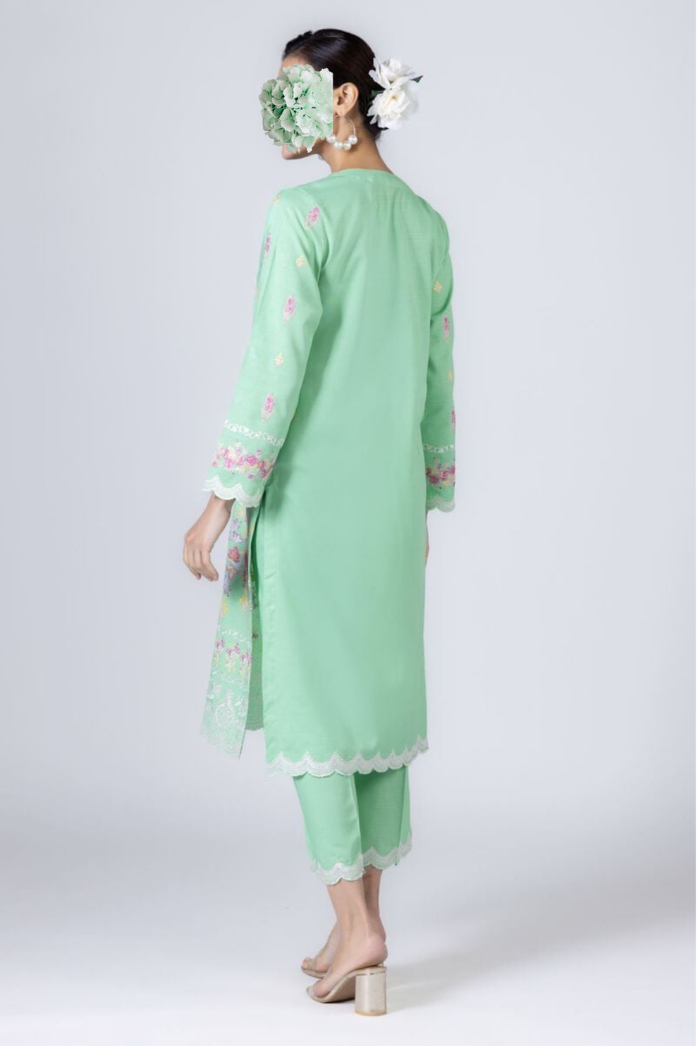 Embroidered | Dull Raw Silk | Kurta view 3