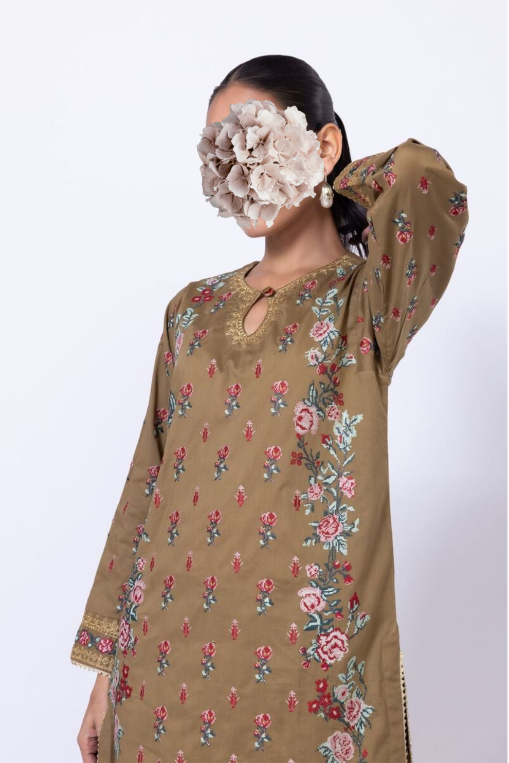 Embroidered | Cambric | Kurta view 2