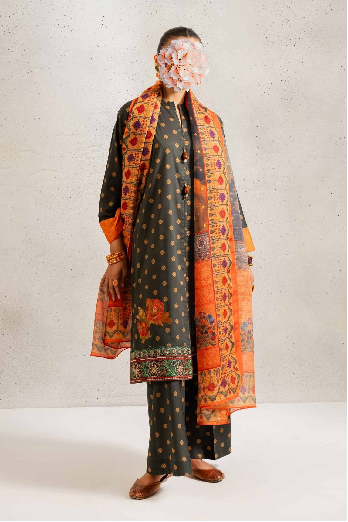 3 Piece - Printed Embroidered Suit - PE25-140 view 2
