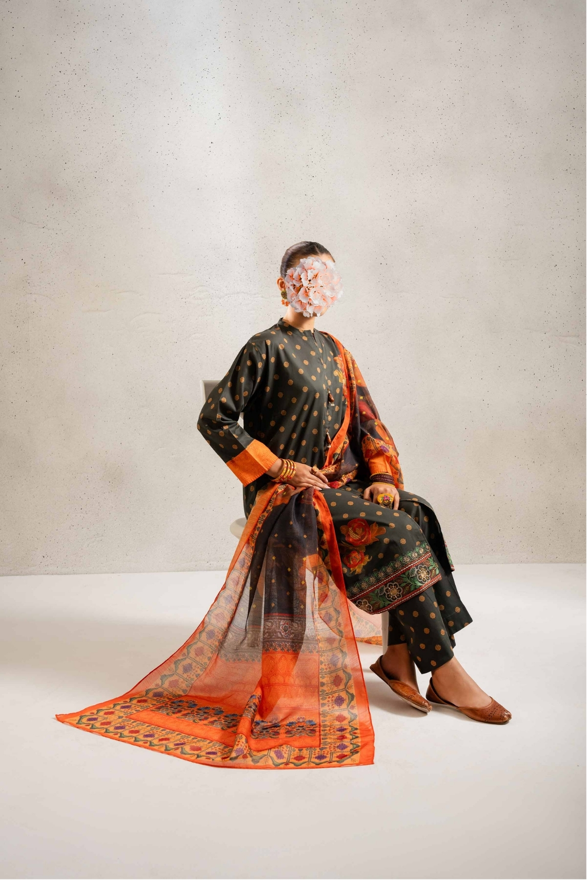 3 Piece - Printed Embroidered Suit - PE25-140 view 4