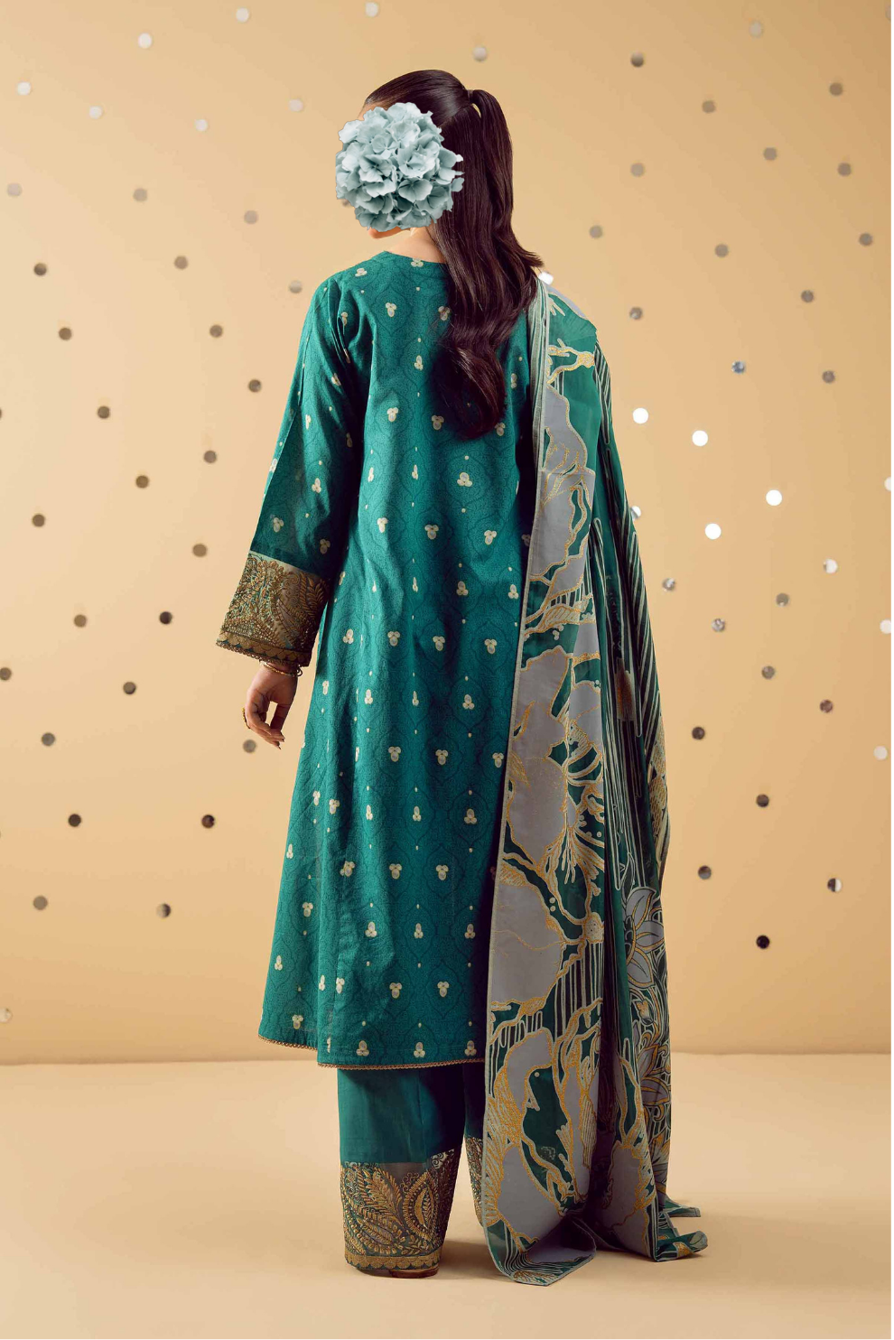 3 Piece - Printed Embroidered Suit - PE25-508