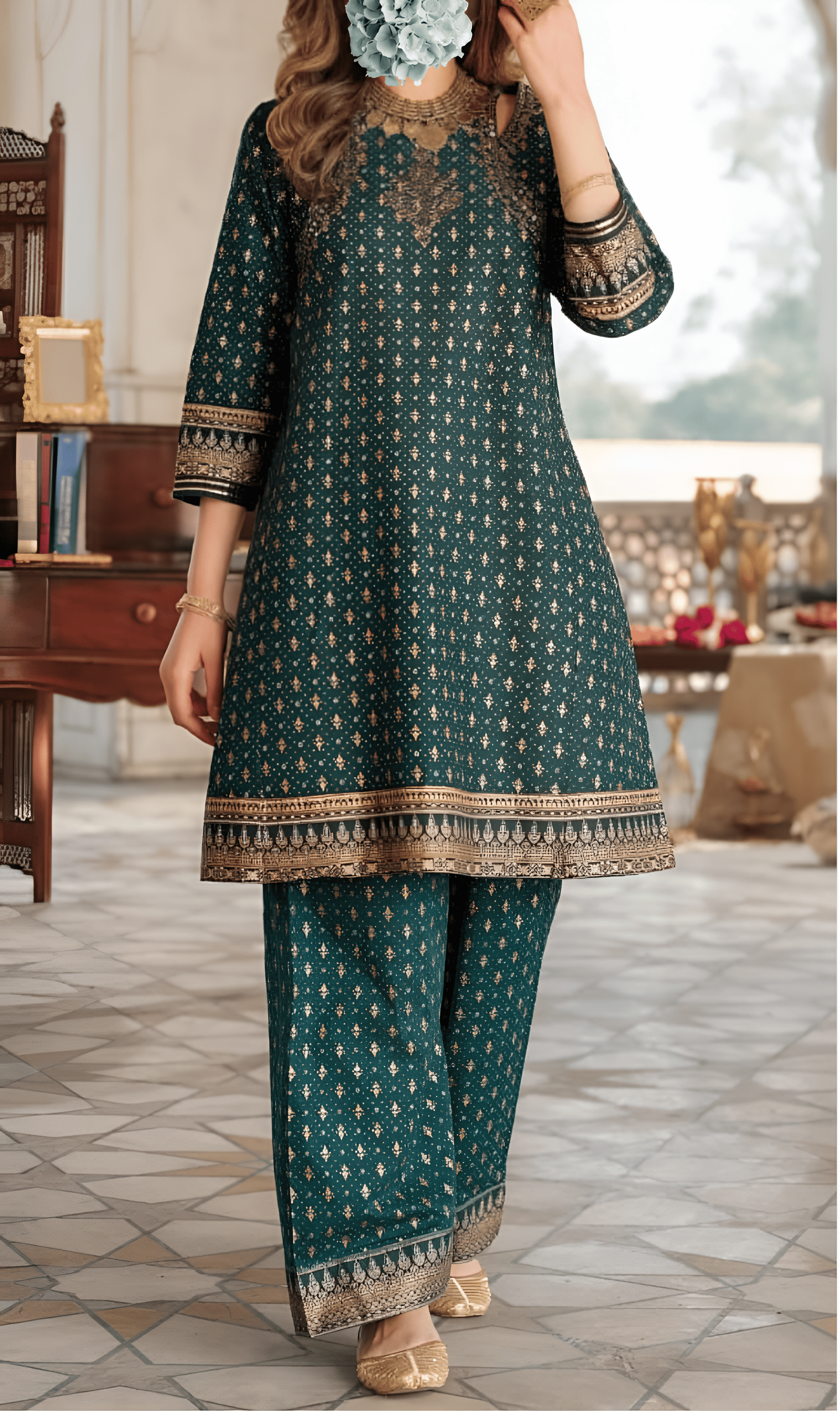 Block Printed Embroidered
