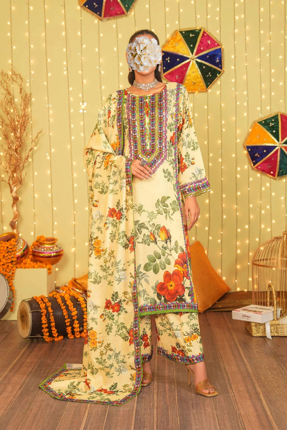 Printed with Embellished Lace