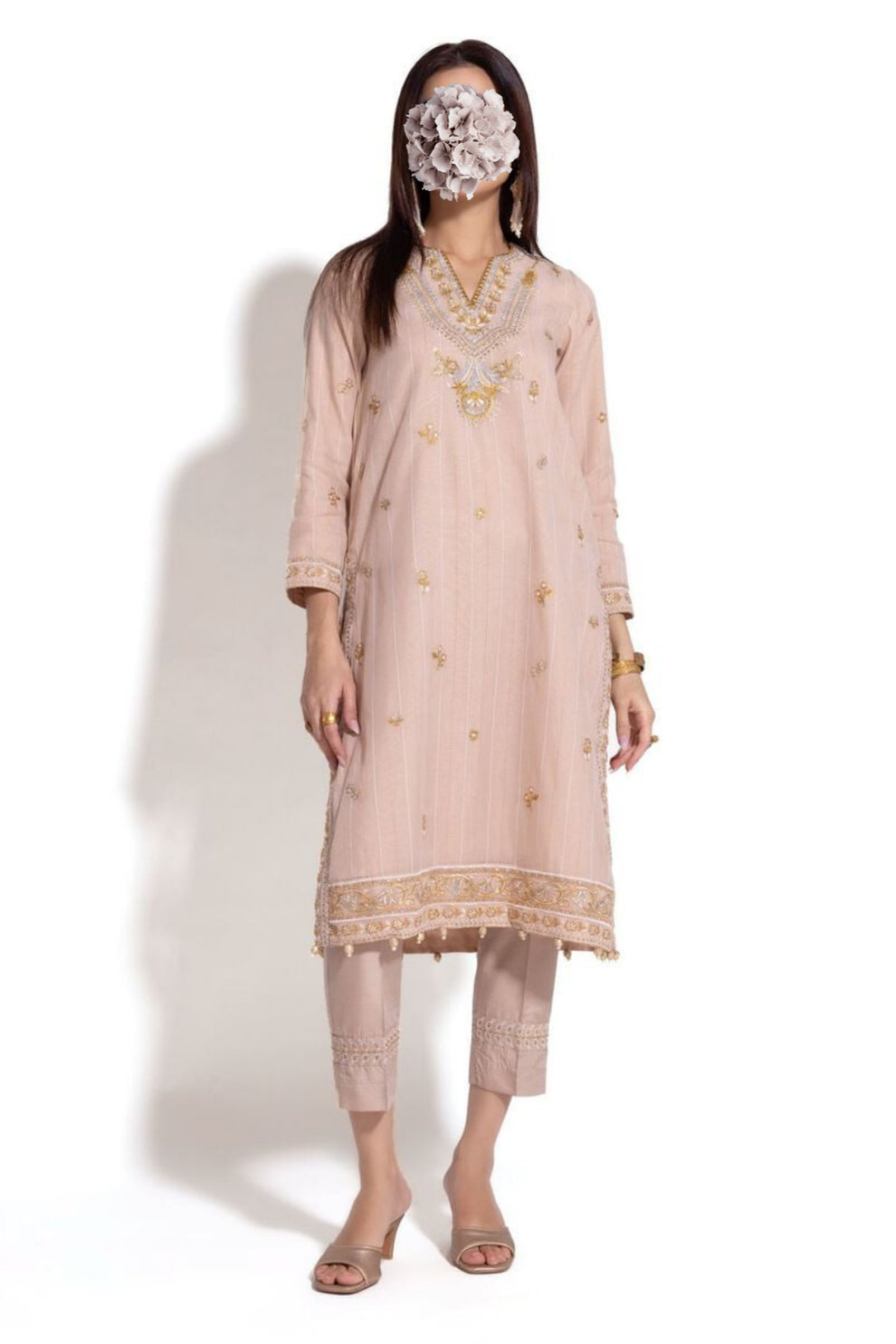 Embroidered | Cotton Zari Organza | Kurta