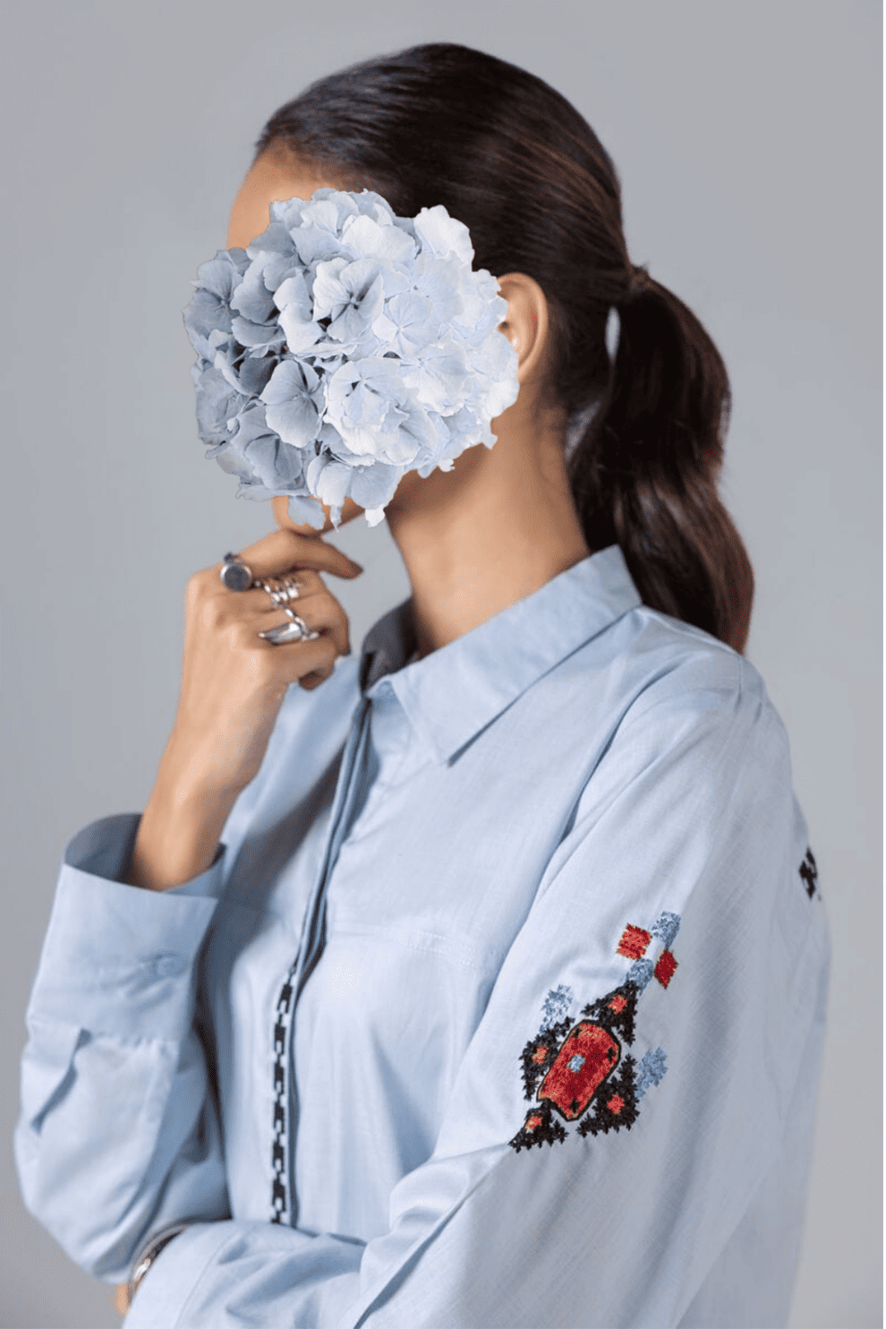 Embroidered | Crosshatch Poplin | Shirt view 3