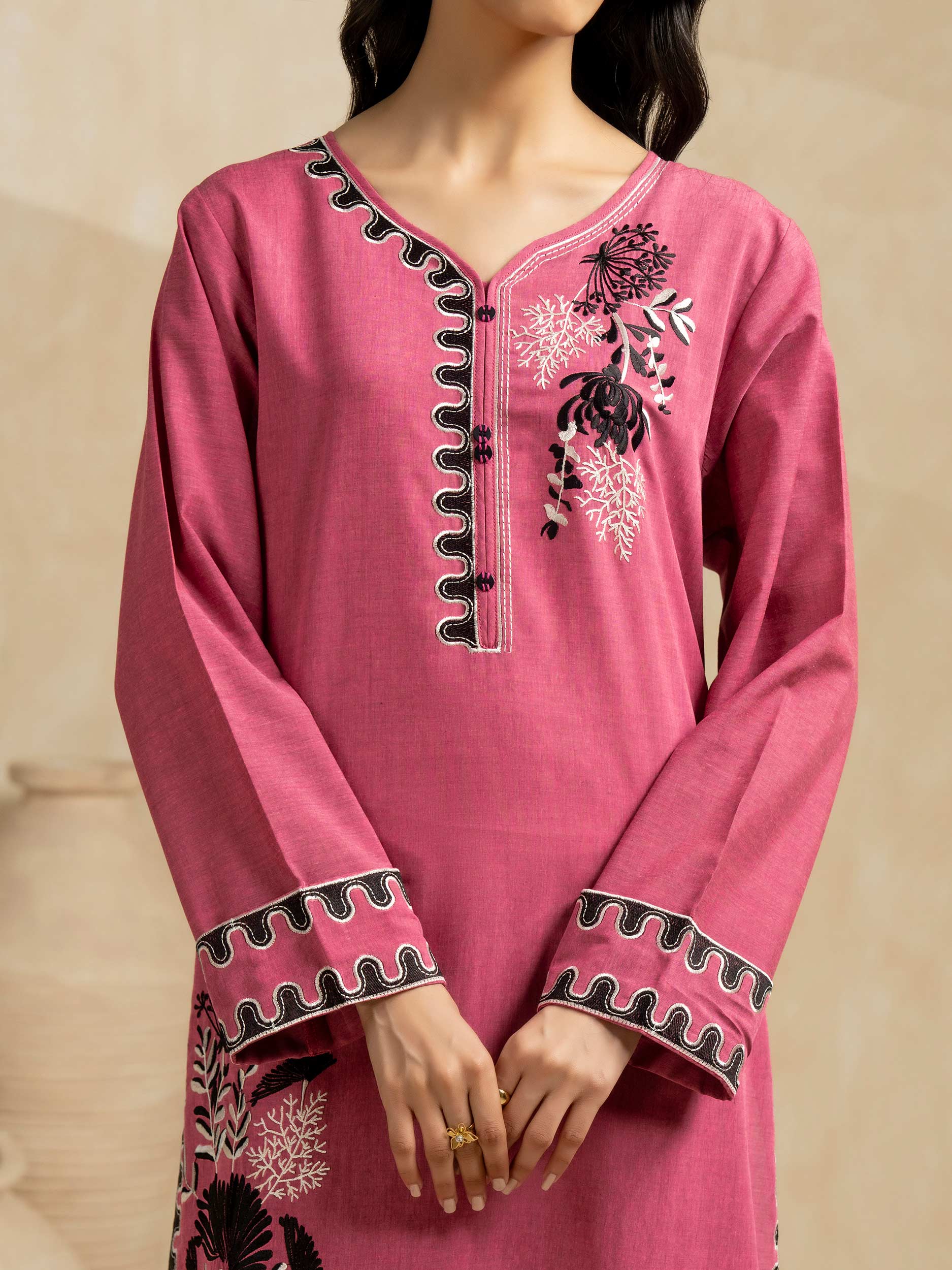 Satin Co-ord Set-Embroidered (Pret) view 6