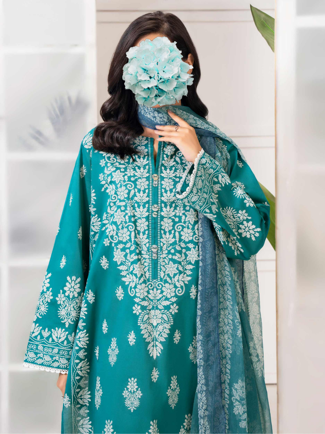 3 Piece Lawn Suit-Paste-Print (Pret)